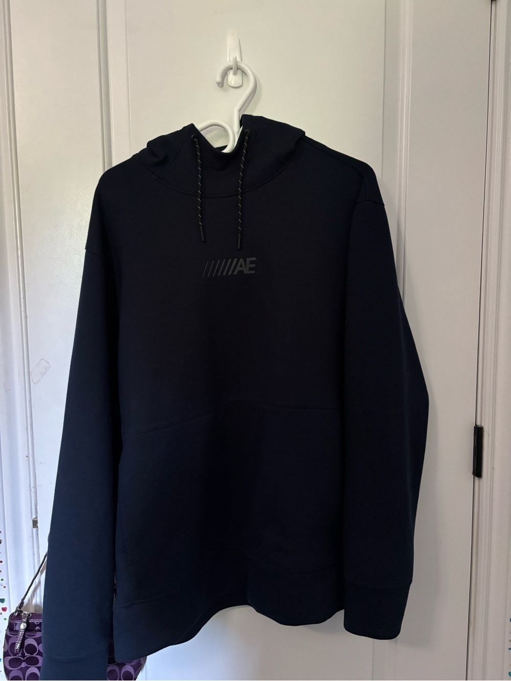 American Eagle Outfitters Navy Blue Pullover Hoodie with AE Logo